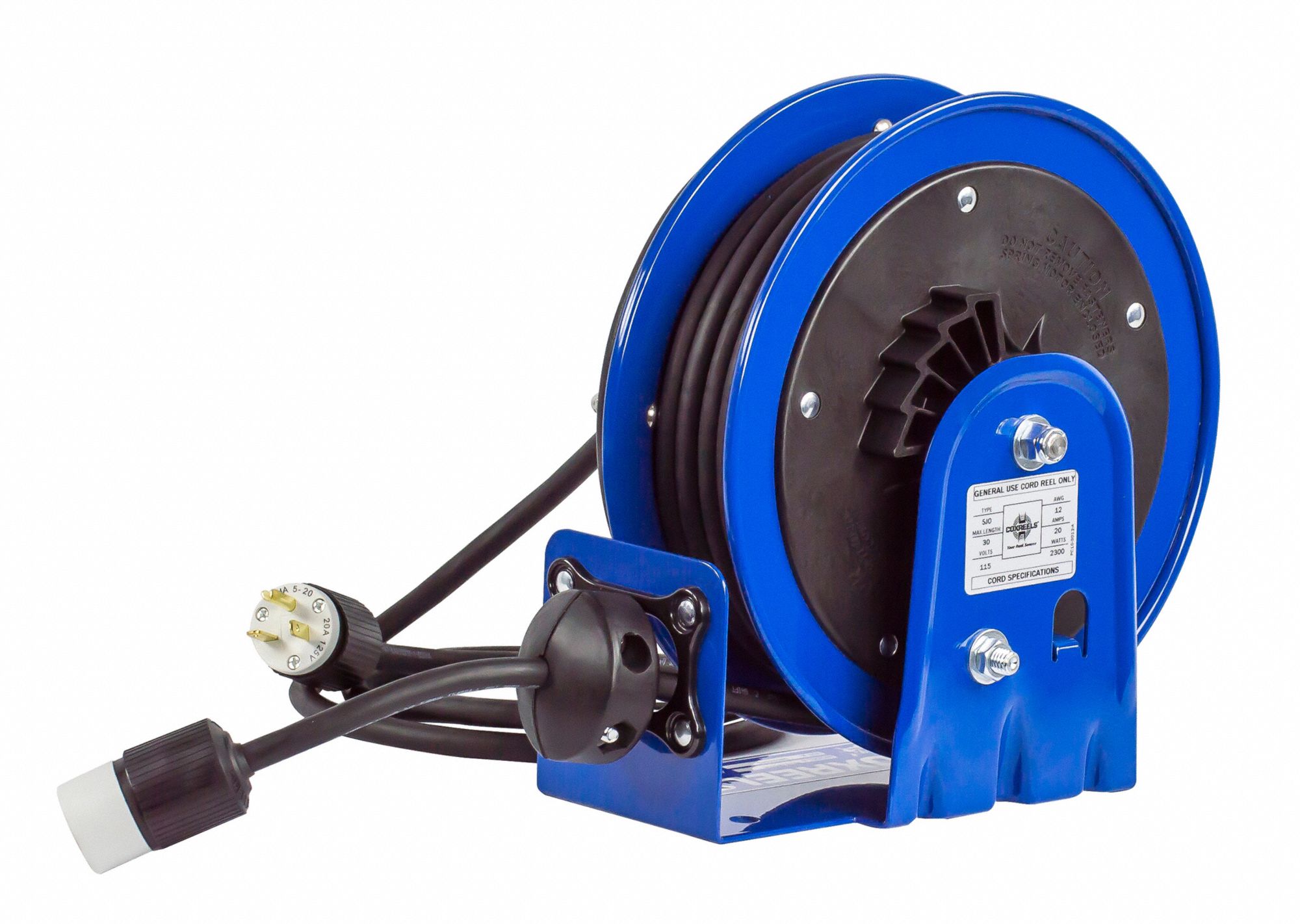 COXREELS Extension Cord Reel, Spring Retraction, 120V AC, Single