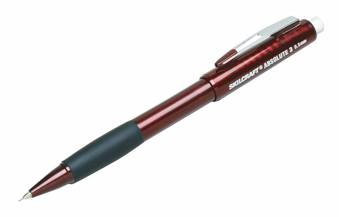 PENCILS,0.5 MM,PLASTIC,BURGUNDY,PK6