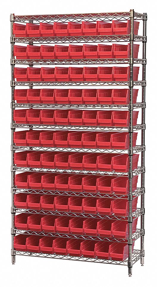 WIRE SHELVING W/(96)RED BIST