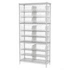 WIRE SHELVING WITH (18) CLEAR BIST