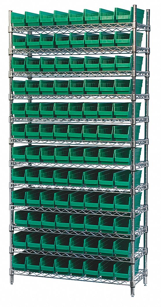 WIRE SHELVING W/(96) GREEN BIST