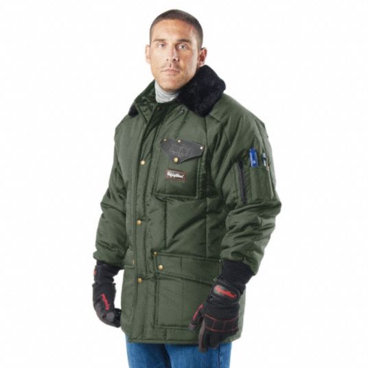 REFRIGIWEAR Insulated Jacket: Jacket, Men's, Jacket Garment, M, Green,  Regular, Down to -50° F
