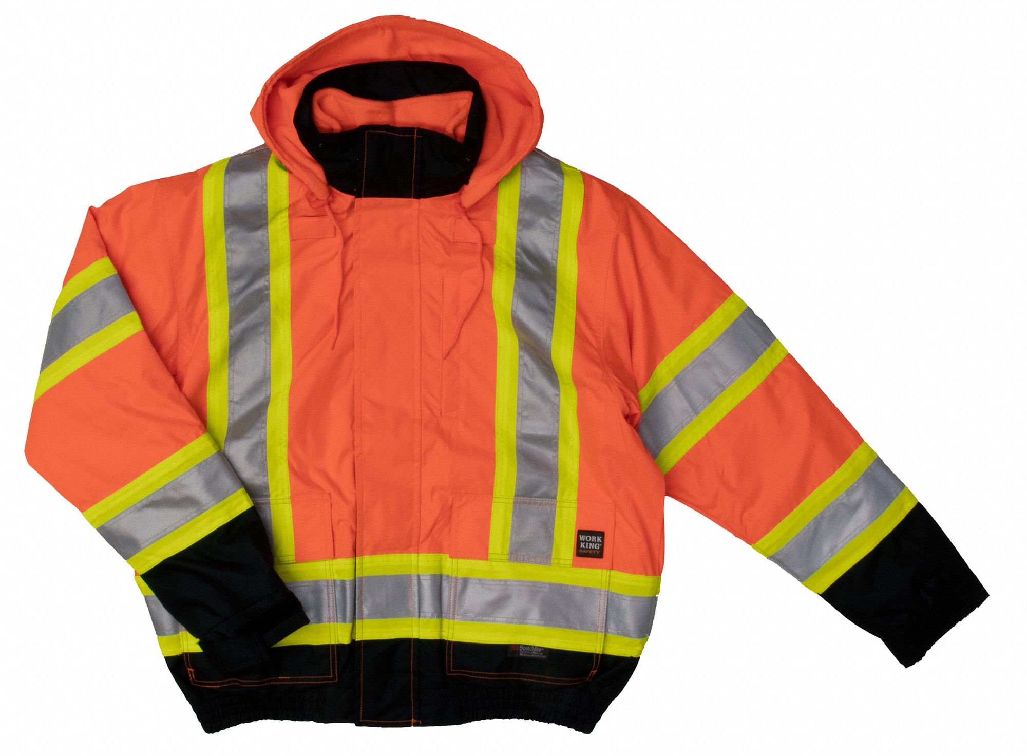 3-IN-1 BOMBER JACKET, ANSI CLASS 3, M, ORANGE, ZIPPER/STORM FLAP, 8 POCKETS