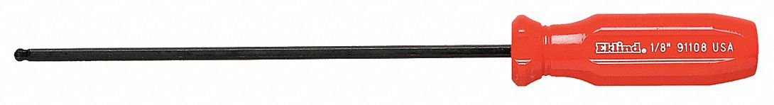 GENERAL PURPOSE BALL END HEX SCREWDRIVER, ⅛ IN TIP SIZE, 7¾ IN OVERALL L, 5 IN SHANK L