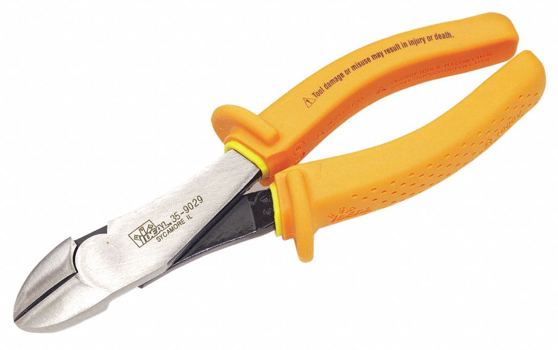 DIAGONAL CUTTING PLIER, FLUSH, STRAIGHT, 3/4 IN JAW L, 1 1/4 IN JAW W, 8 IN OVERALL L