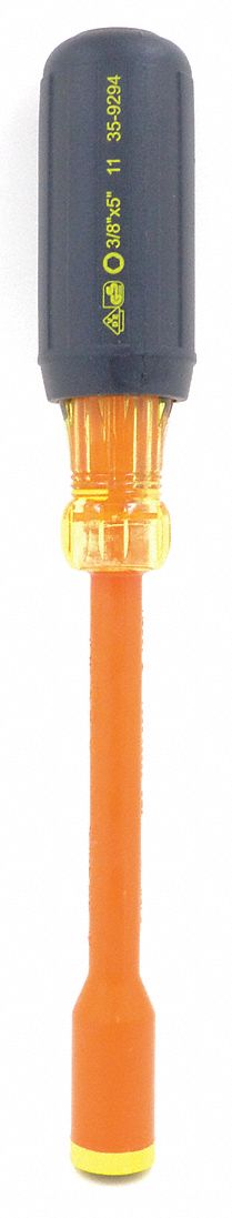 NUT DRIVER,3/8IN,SOLID,INS,5IN