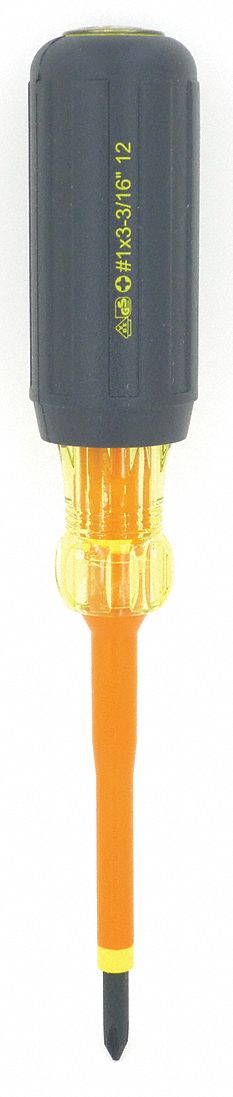 INSLATD SCRWDRIVR, PHILLIPS, #1 X 3-3/16 IN, ROUND