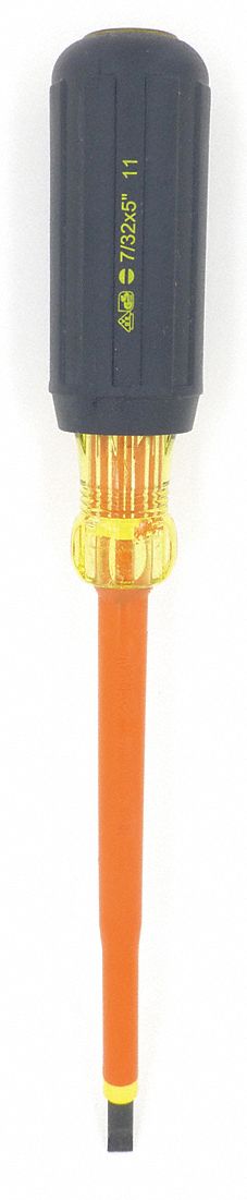 INSULATED SCREWDRIVER, SLOTTED, 1/4 X 5 IN, ROUND