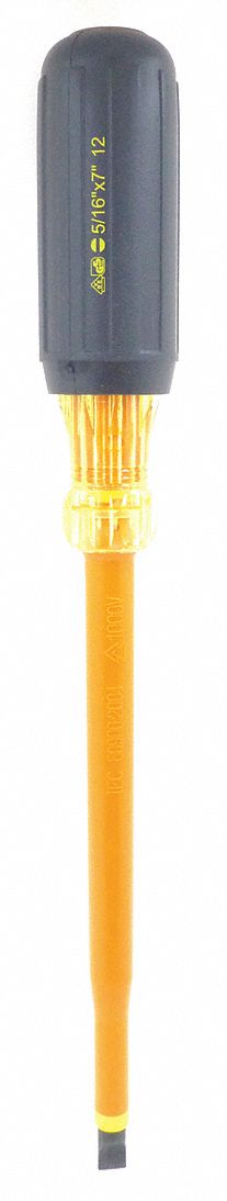 INSULATED SCREWDRIVER, SLOTTED, 5/16 X 7 IN, ROUND