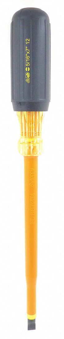 INSULATD SCREWDRIVER,SLOTTED,5/16X7IN,RD