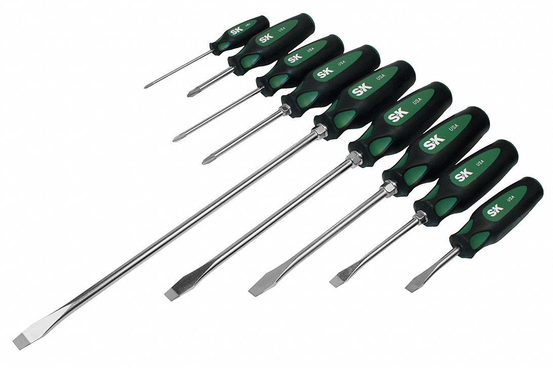 SK PROFESSIONAL TOOLS Screwdriver Set, Slotted/Phillips, 9 Pc - 46W518 ...