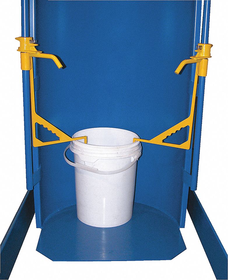 PAIL ADAPTER,DRUM DUMPER,FINGERS,BL/YLW,5 GAL,16 3/8 X 1 3/8 X 1 3/16 X 2 IN,STEEL/POWDER COAT