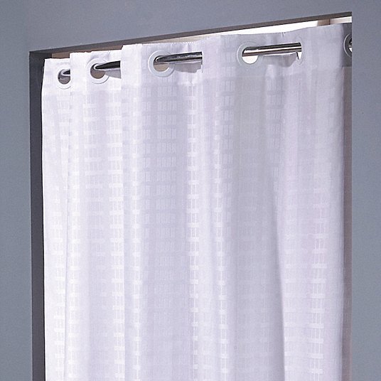 Shower Curtain: White, 74 in Lg, 42 in Wd, Polyester