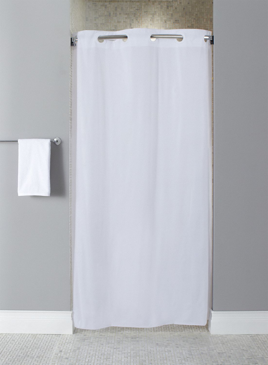 SHOWER CURTAIN: HBH10GA014274, VINYL, WHITE, 42 IN W, 74 IN X 42 IN, 42 IN, WHITE