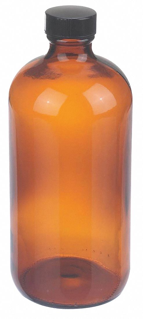 Bottle, 168 mm H, Amber, 75 mm Dia, PK12