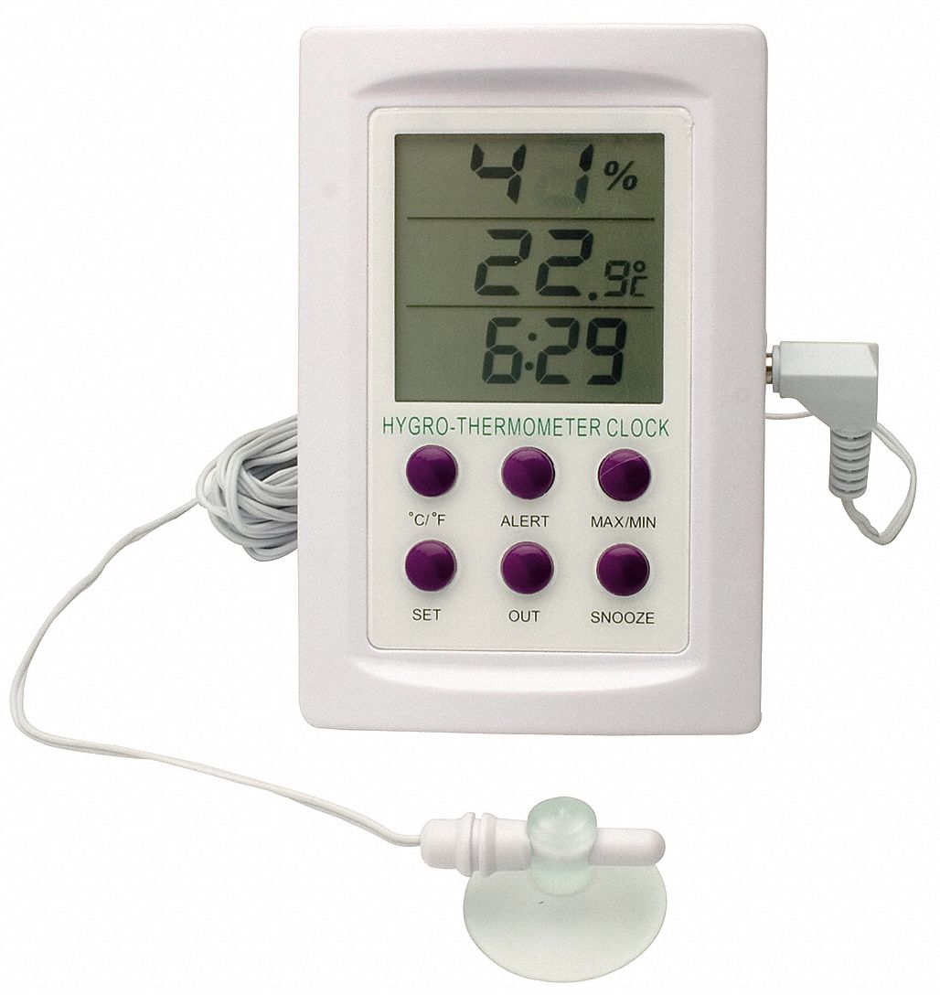 DURAC, Temp and Humidity, 0.1, Thermometer/Hygrometer 46Z325B615060200 Grainger