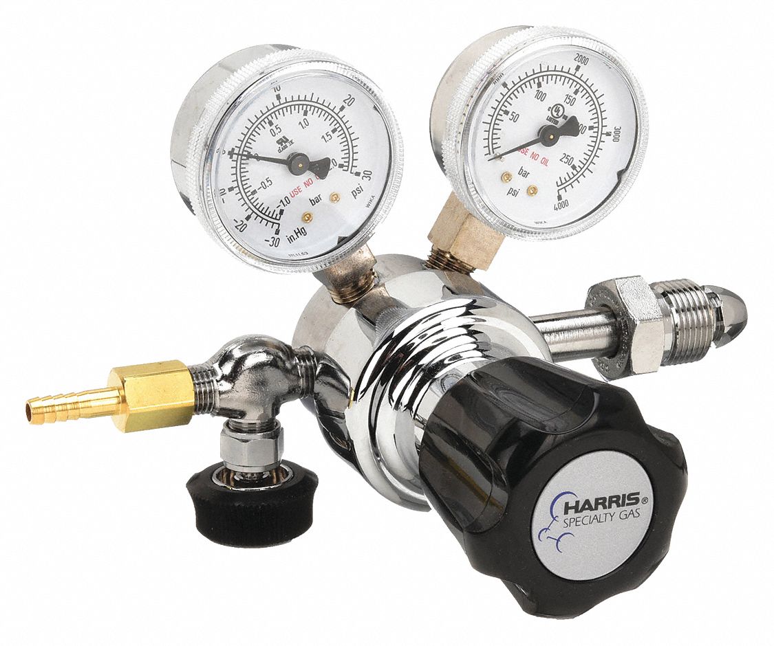 Specialty Gas Regulator: Single Stage, CGA 580 Inlet, 1/4" NPT M Outlet, 15 psig
