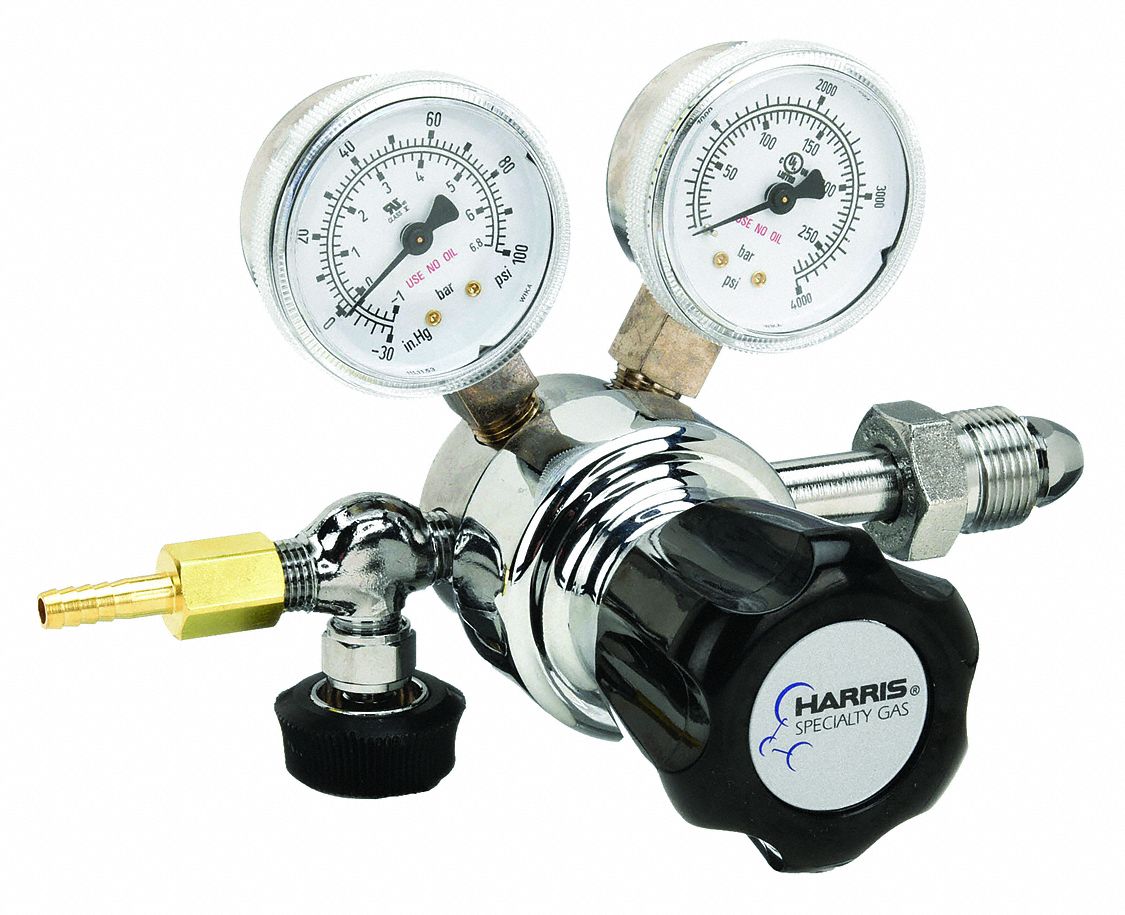 Specialty Gas Regulator: Single Stage, CGA 580 Inlet, 1/4" NPT M Outlet, 50 psig