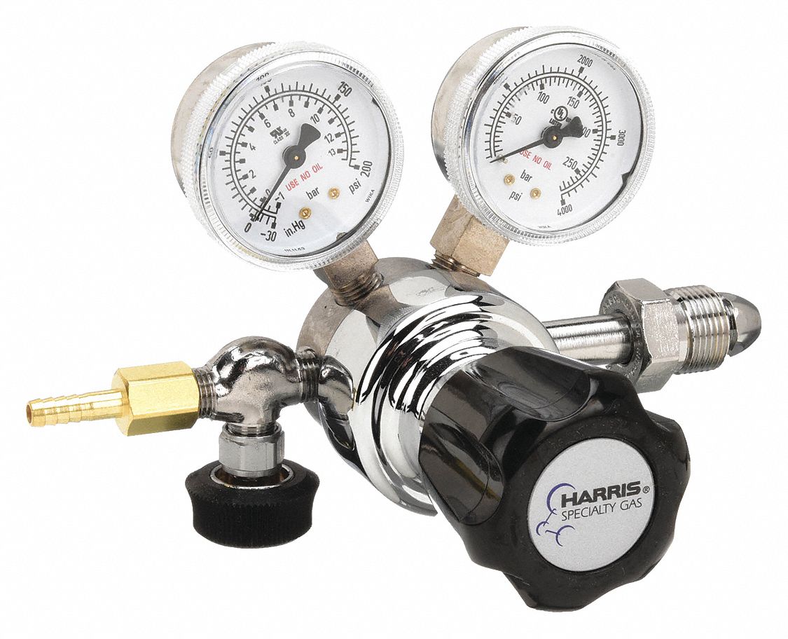 HARRIS, Single Stage, CGA 580 Inlet, Specialty Gas Regulator 46Z483