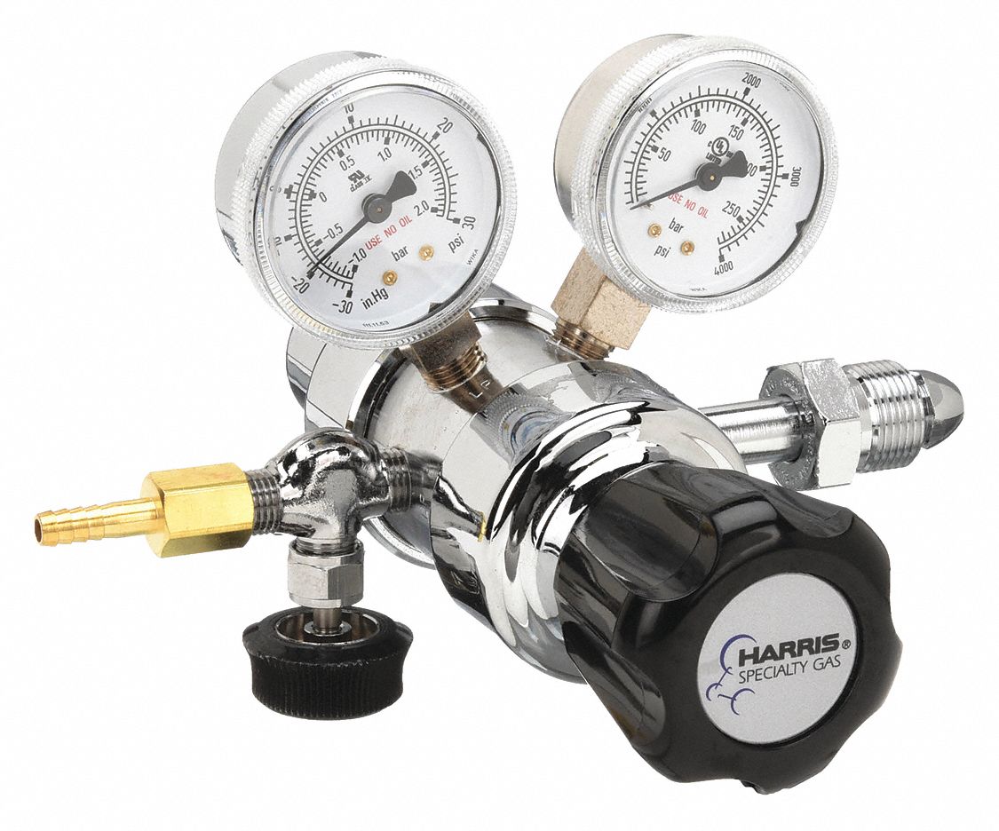 Specialty Gas Regulator: Two Stage, CGA 580 Inlet, 1/4" NPT M Outlet, 15 psig