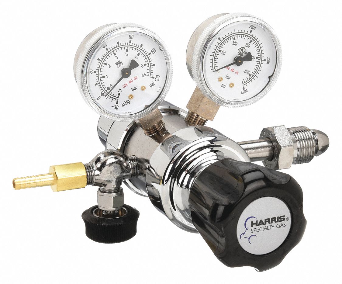 Specialty Gas Regulator: Two Stage, CGA 580 Inlet, 1/4" NPT M Outlet, 50 psig