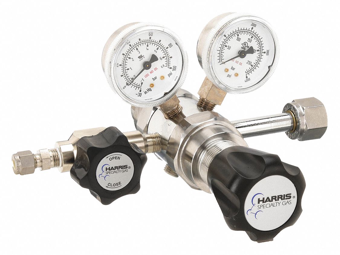 High Purity Gas Regulator: Two Stage, CGA 540 Inlet, 1/4" Tube Outlet, 50 psig, Oxygen