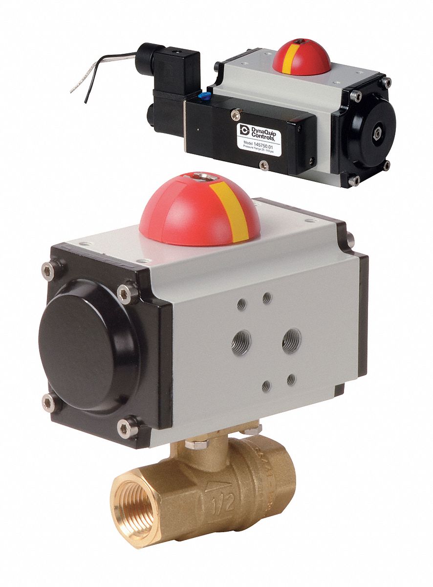 1/2" Double Acting Pneumatic Actuated Ball Valve, 2-Piece