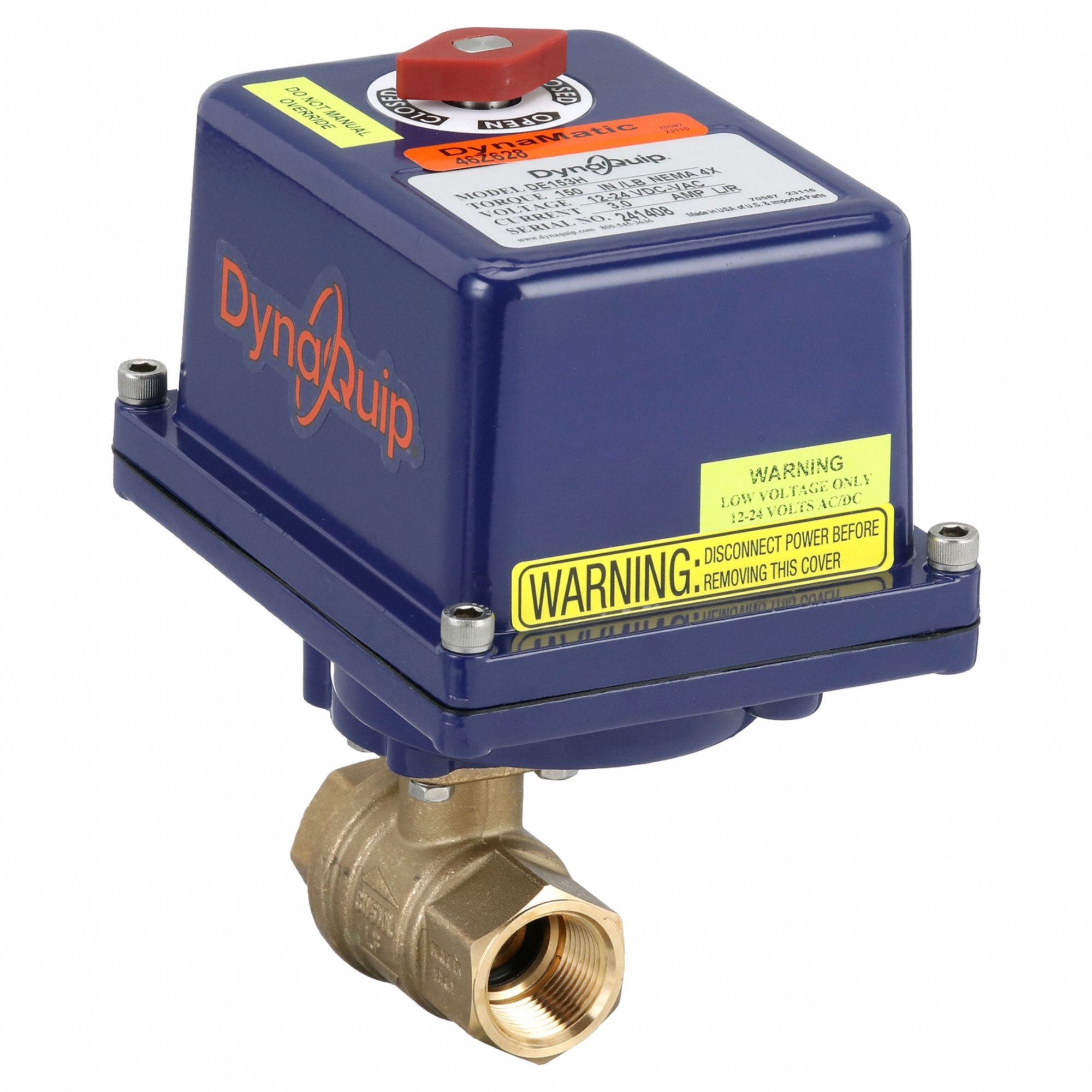Electrically Actuated Two-Way Ball Valve: 3/4 in, Brass, 24V AC, FNPT x FNPT