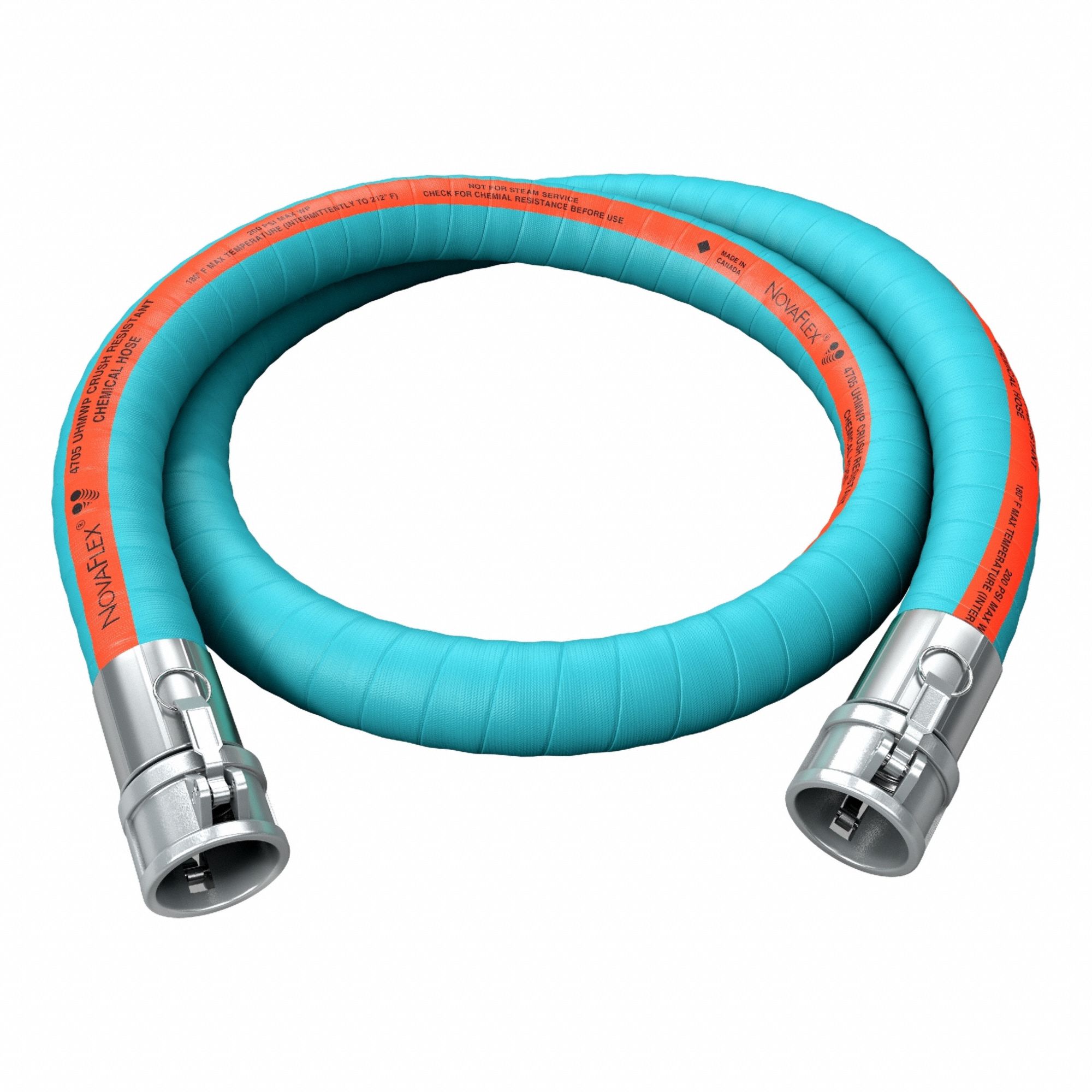 Chemical Transfer Hose Assembly: 1 1/2 in Hose Inside Dia., Green, 10 ft Hose Lg