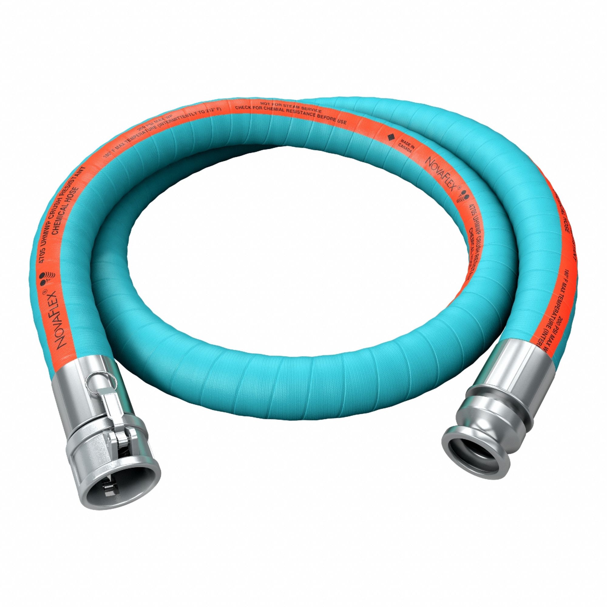 Chemical Transfer Hose Assembly: 1 1/2 in Hose Inside Dia., Green, 10 ft Hose Lg