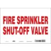 Fire Sprinkler Shut-Off Valve Signs