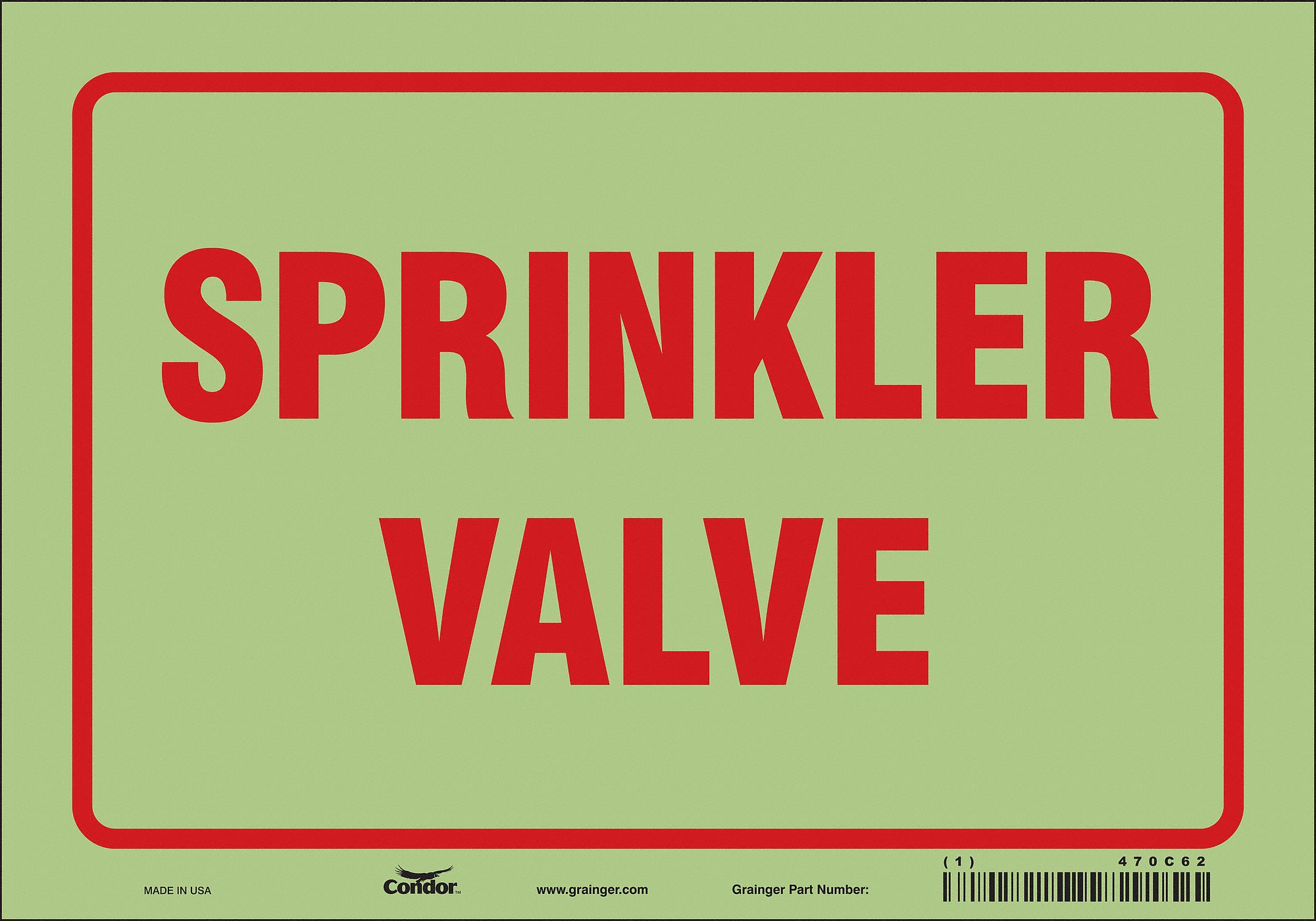 Safety Sign: Glow Vinyl, Adhesive Sign Mounting, 7 in x 10 in Nominal Sign Size, Not Retroreflective