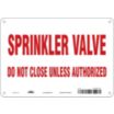 Sprinkler Valve Do Not Close Unless Authorized Signs