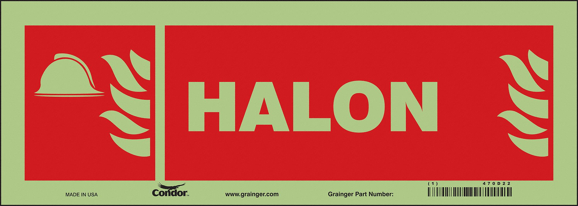 Safety Sign, 5 in x 14 in, Glow Vinyl