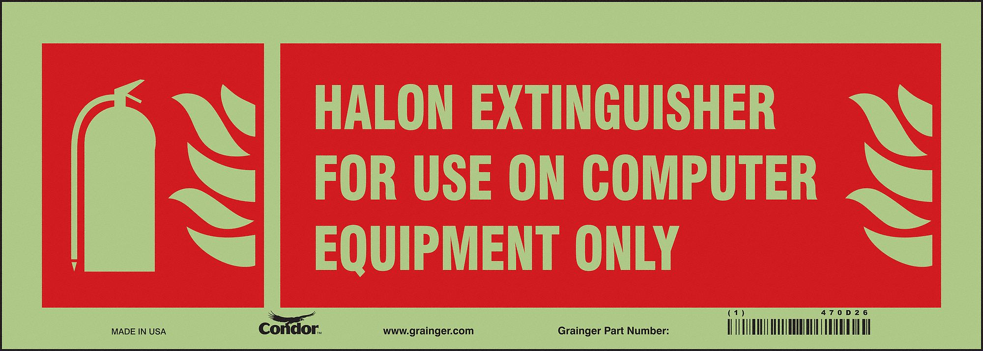 Safety Sign, 5 in x 14 in, Glow Vinyl