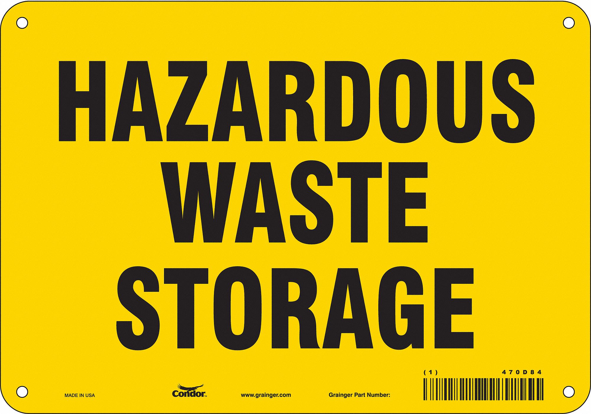 Safety Sign: Polyethylene, Mounting Holes Sign Mounting, 7 in x 10 in Nominal Sign Size, No Header