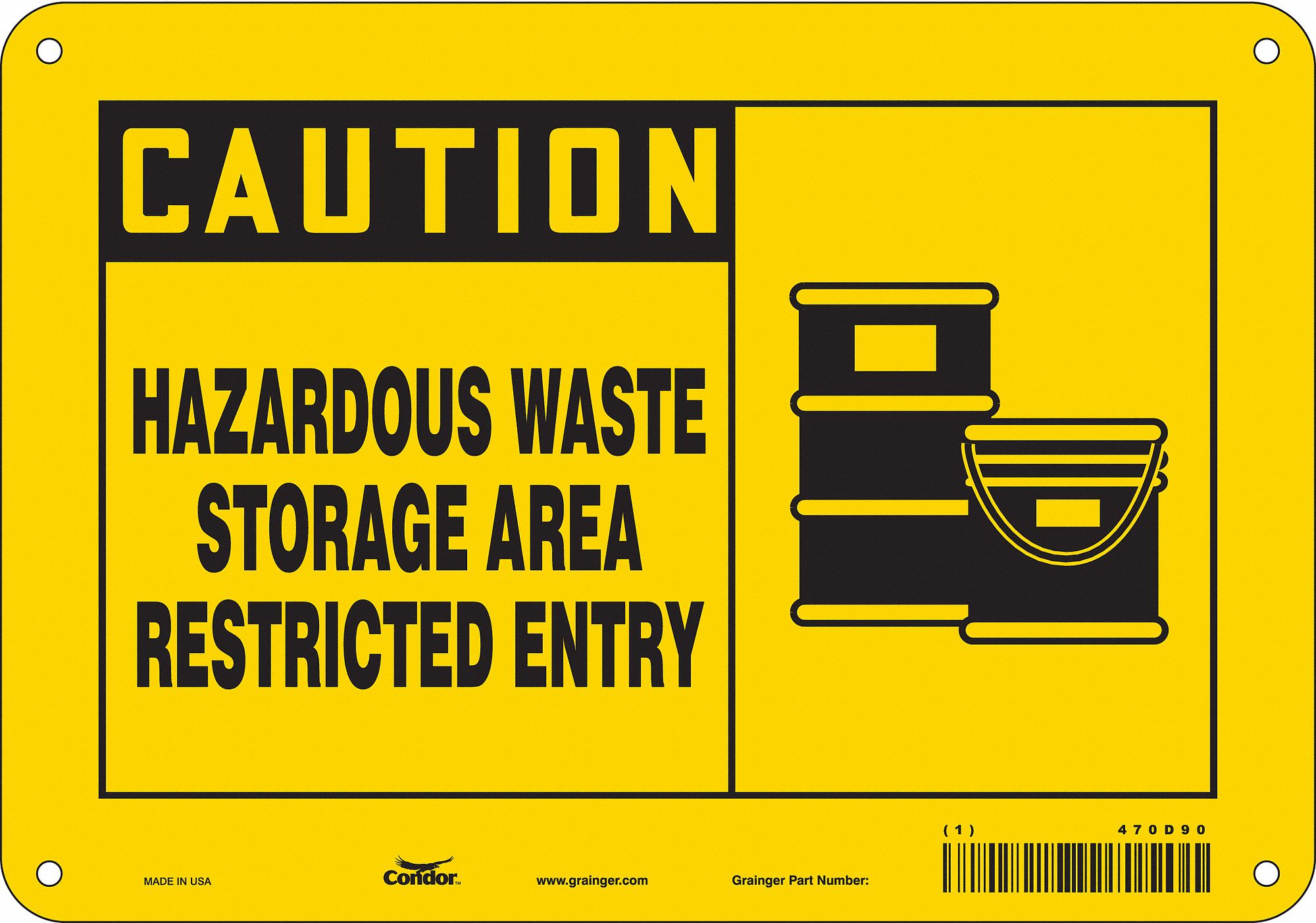 Safety Sign: Polyethylene, Mounting Holes Sign Mounting, 7 in x 10 in Nominal Sign Size, Caution
