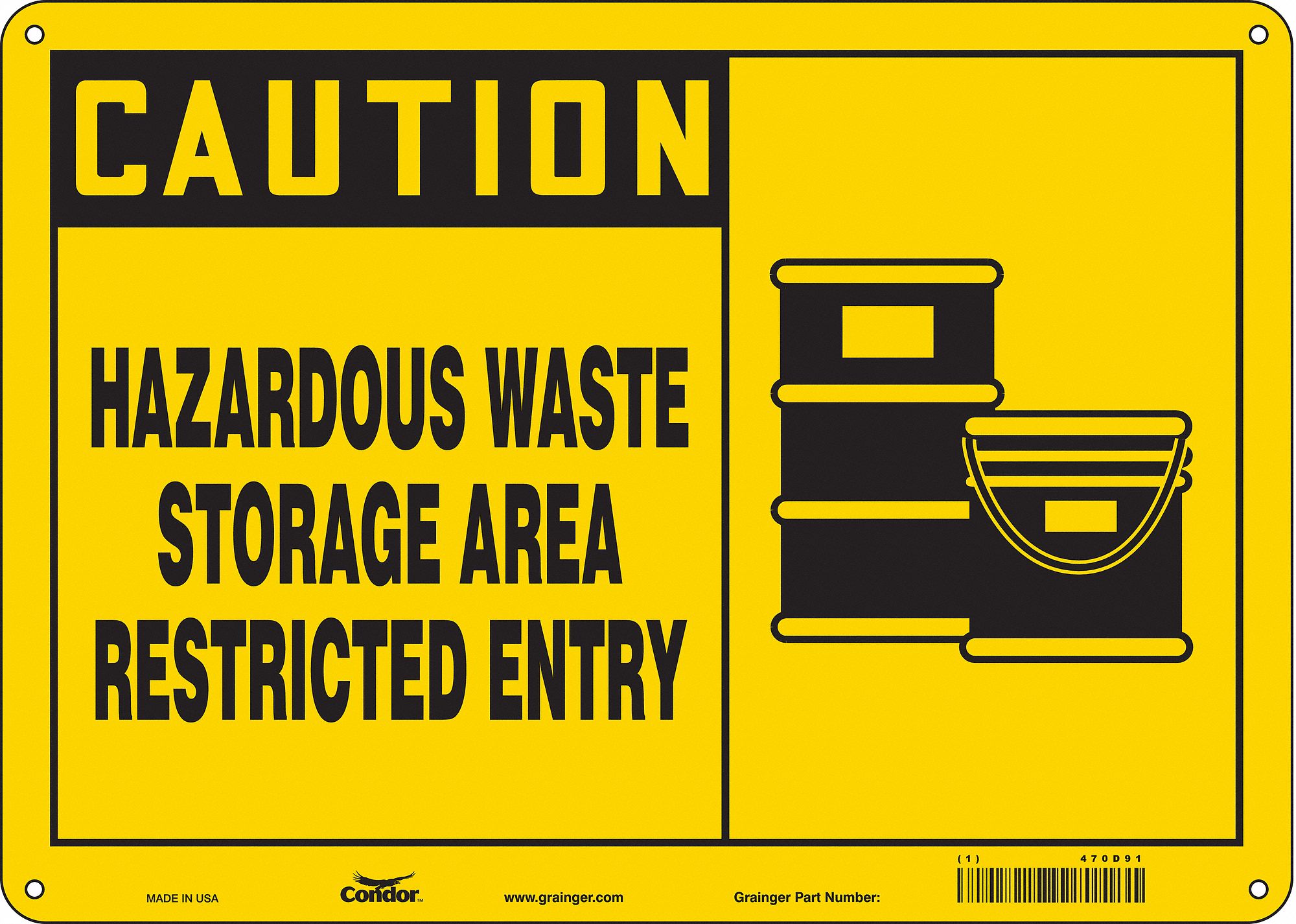 Safety Sign: Polyethylene, Mounting Holes Sign Mounting, 10 in x 14 in Nominal Sign Size, Caution
