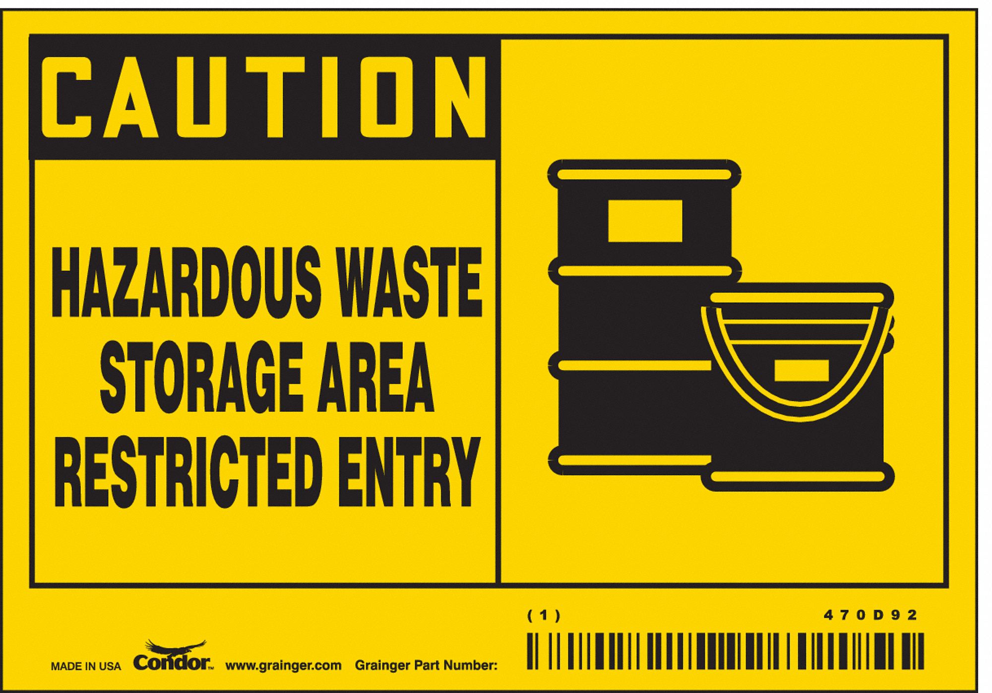 Safety Sign: Vinyl, Adhesive Sign Mounting, 3 1/2 in x 5 in Nominal Sign Size, Not Retroreflective