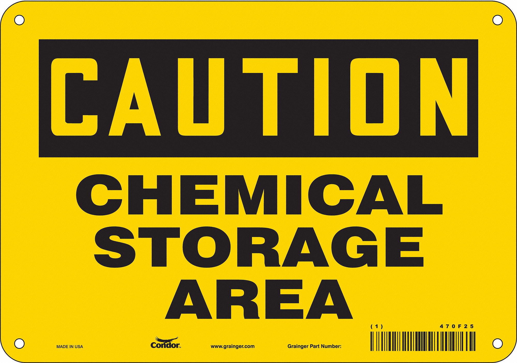 Safety Sign: Polyethylene, Mounting Holes Sign Mounting, 7 in x 10 in Nominal Sign Size, Caution