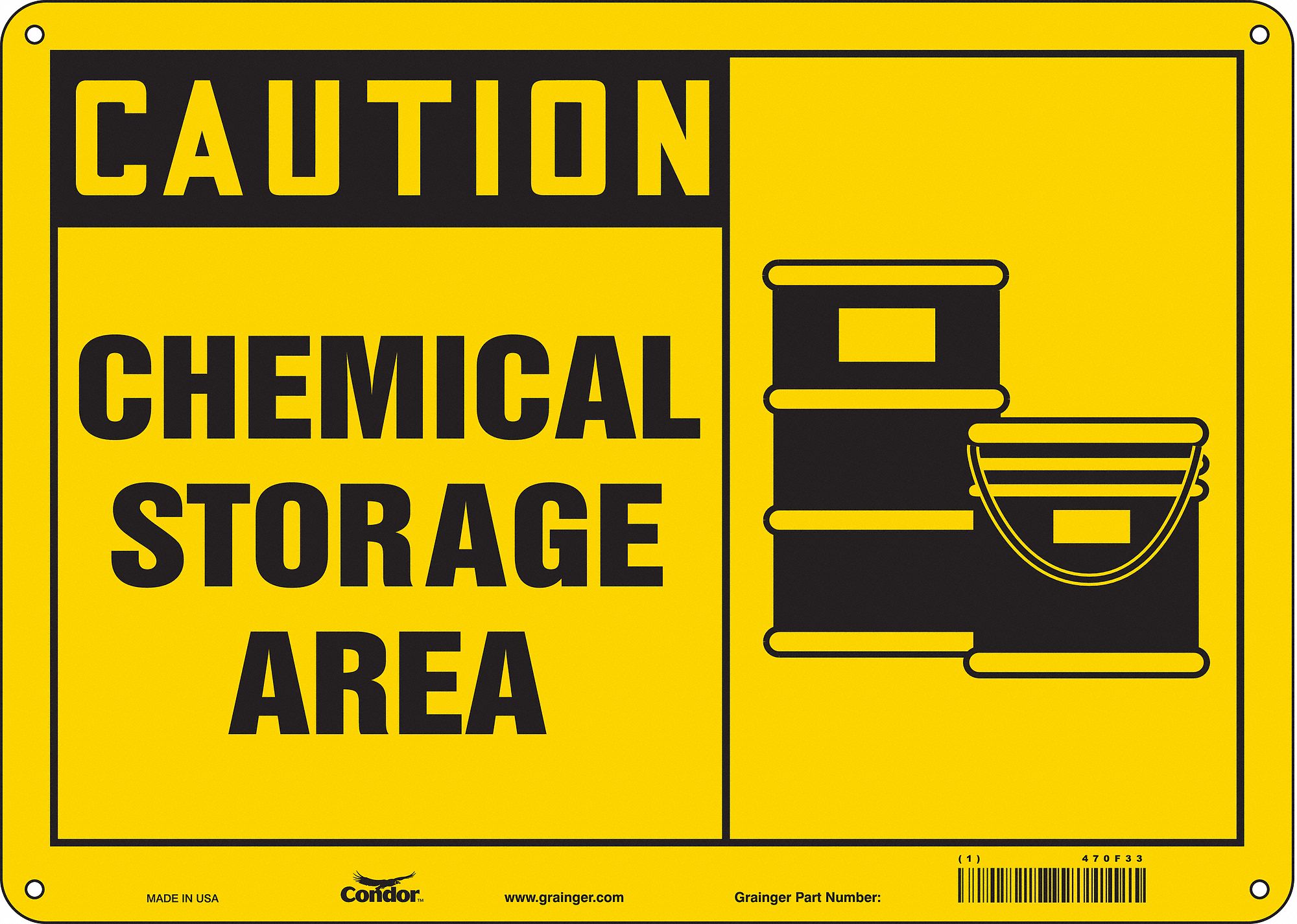Safety Sign: Polyethylene, Mounting Holes Sign Mounting, 10 in x 14 in Nominal Sign Size, Caution