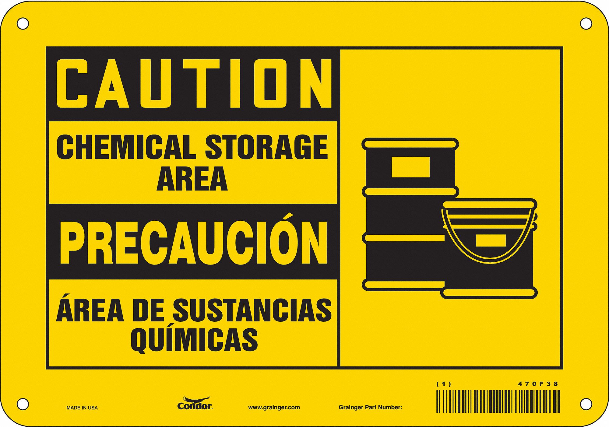 Safety Sign: Aluminum, Mounting Holes Sign Mounting, 7 in x 10 in Nominal Sign Size, 0.032 in Thick