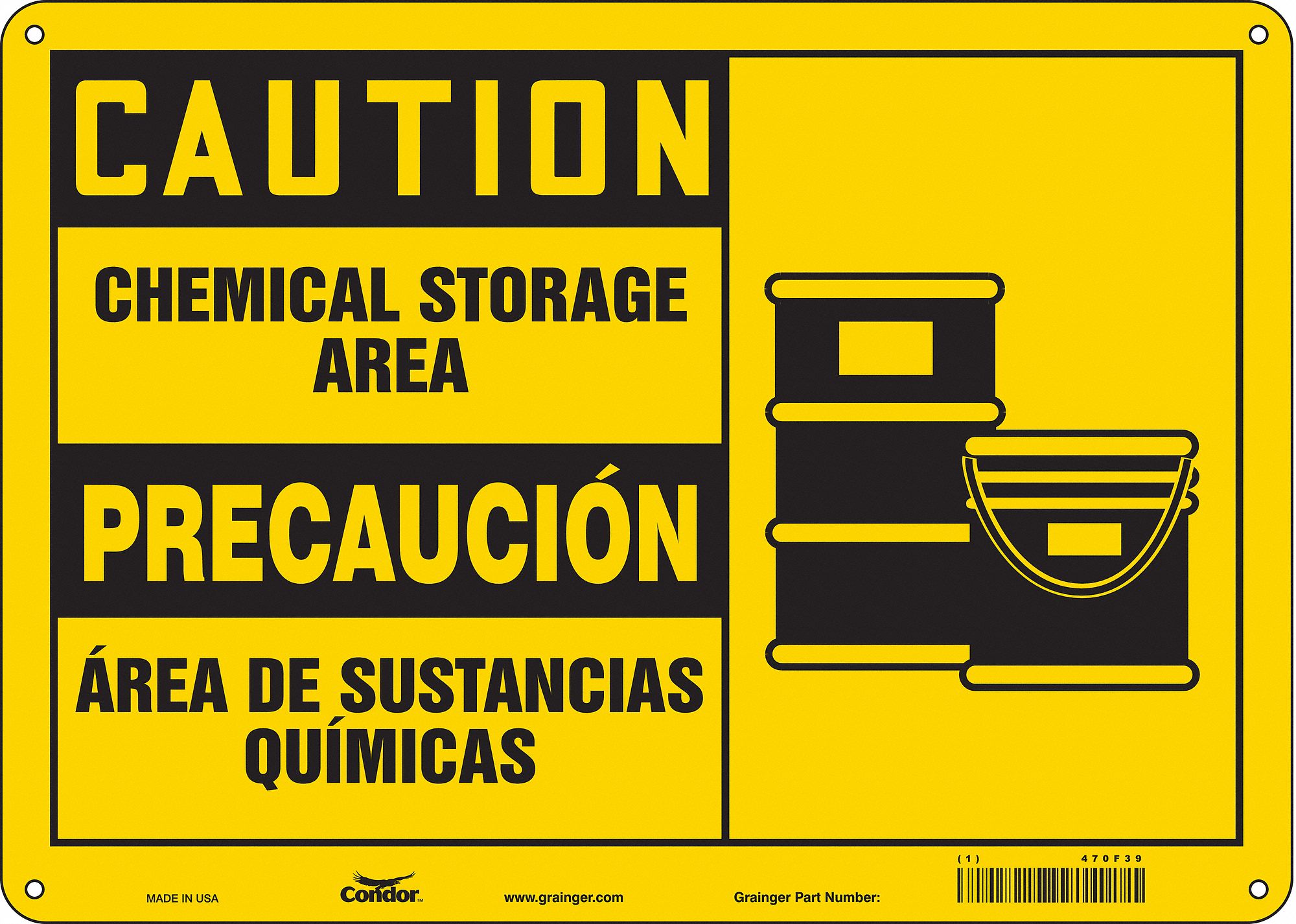Safety Sign: Aluminum, Mounting Holes Sign Mounting, 10 in x 14 in Nominal Sign Size, 0.032 in Thick