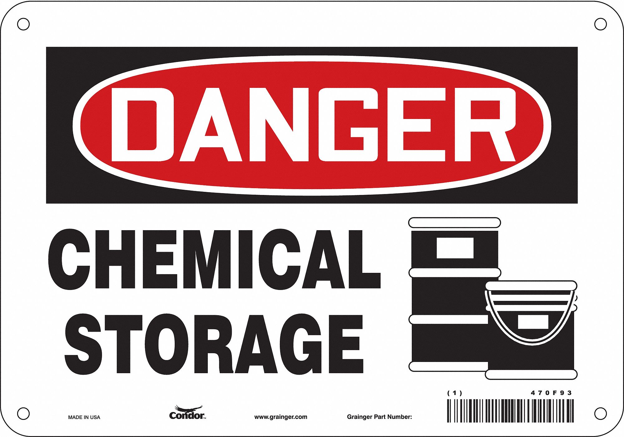 Safety Sign: Aluminum, Mounting Holes Sign Mounting, 7 in x 10 in Nominal Sign Size, 0.032 in Thick