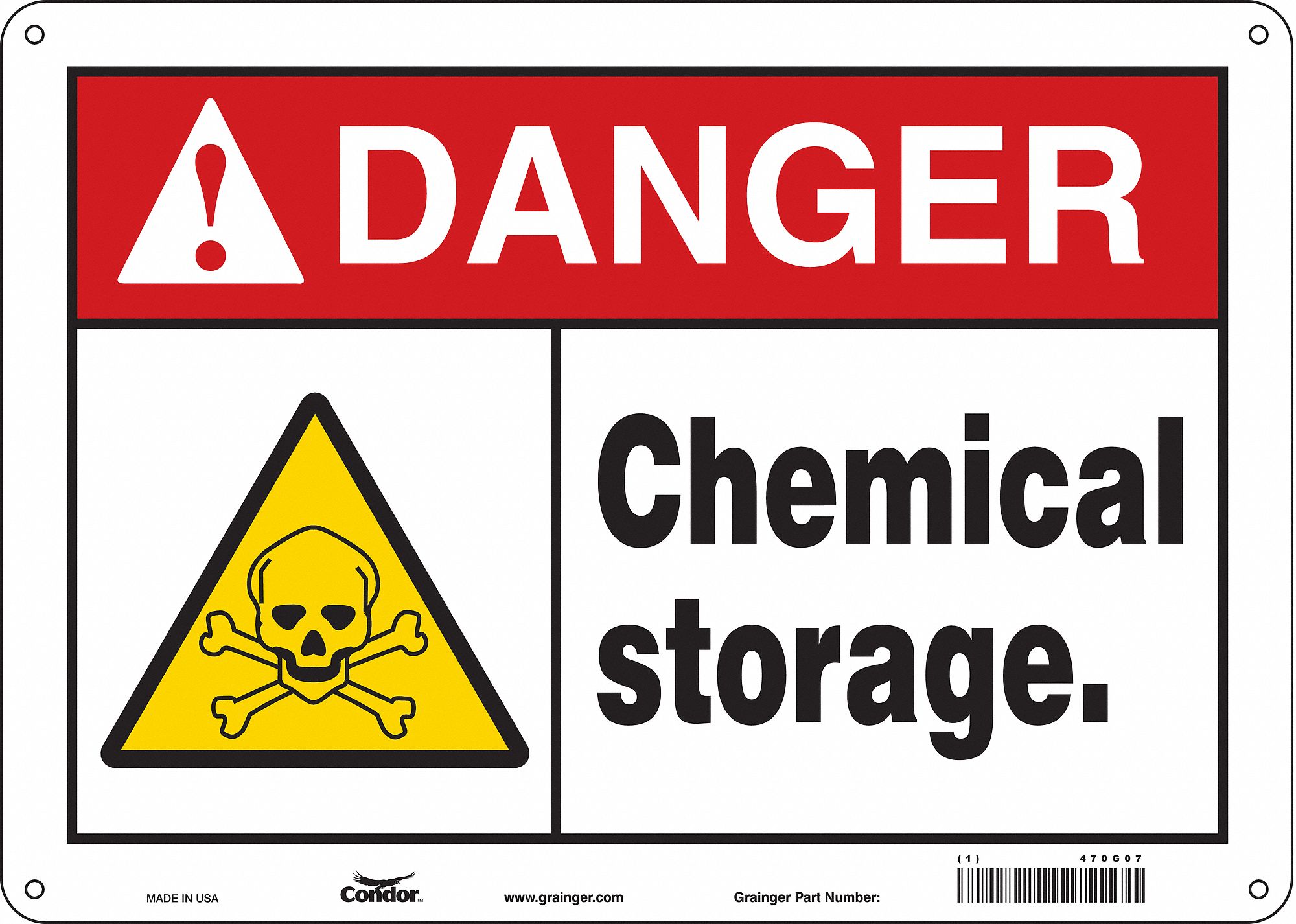 Safety Sign: Polyethylene, Mounting Holes Sign Mounting, 10 in x 14 in Nominal Sign Size, Danger