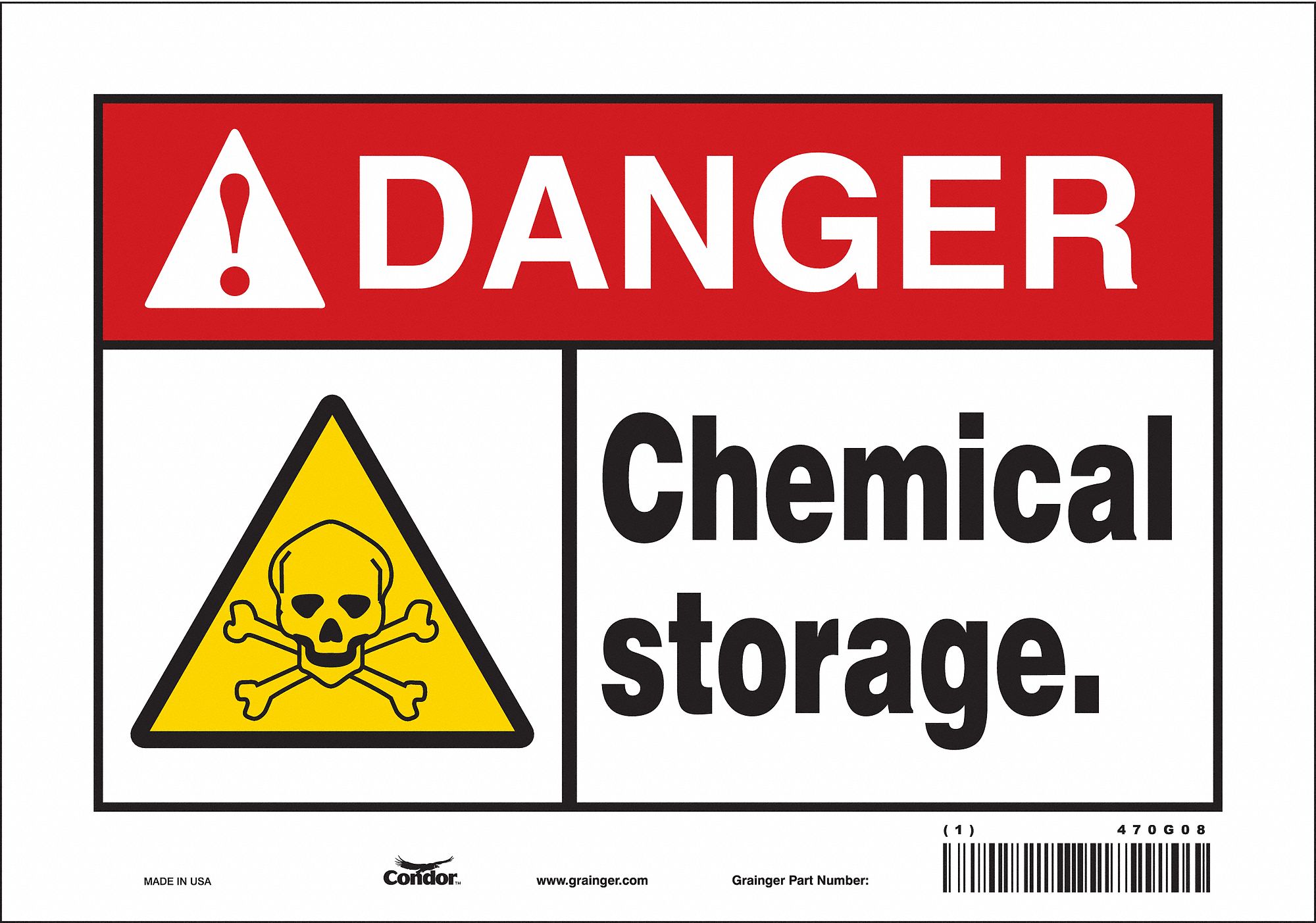 Safety Sign: Vinyl, Adhesive Sign Mounting, 7 in x 10 in Nominal Sign Size, Not Retroreflective