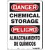 Danger/Peligro: Chemical Storage/Almacenamiento De Quimicos Signs