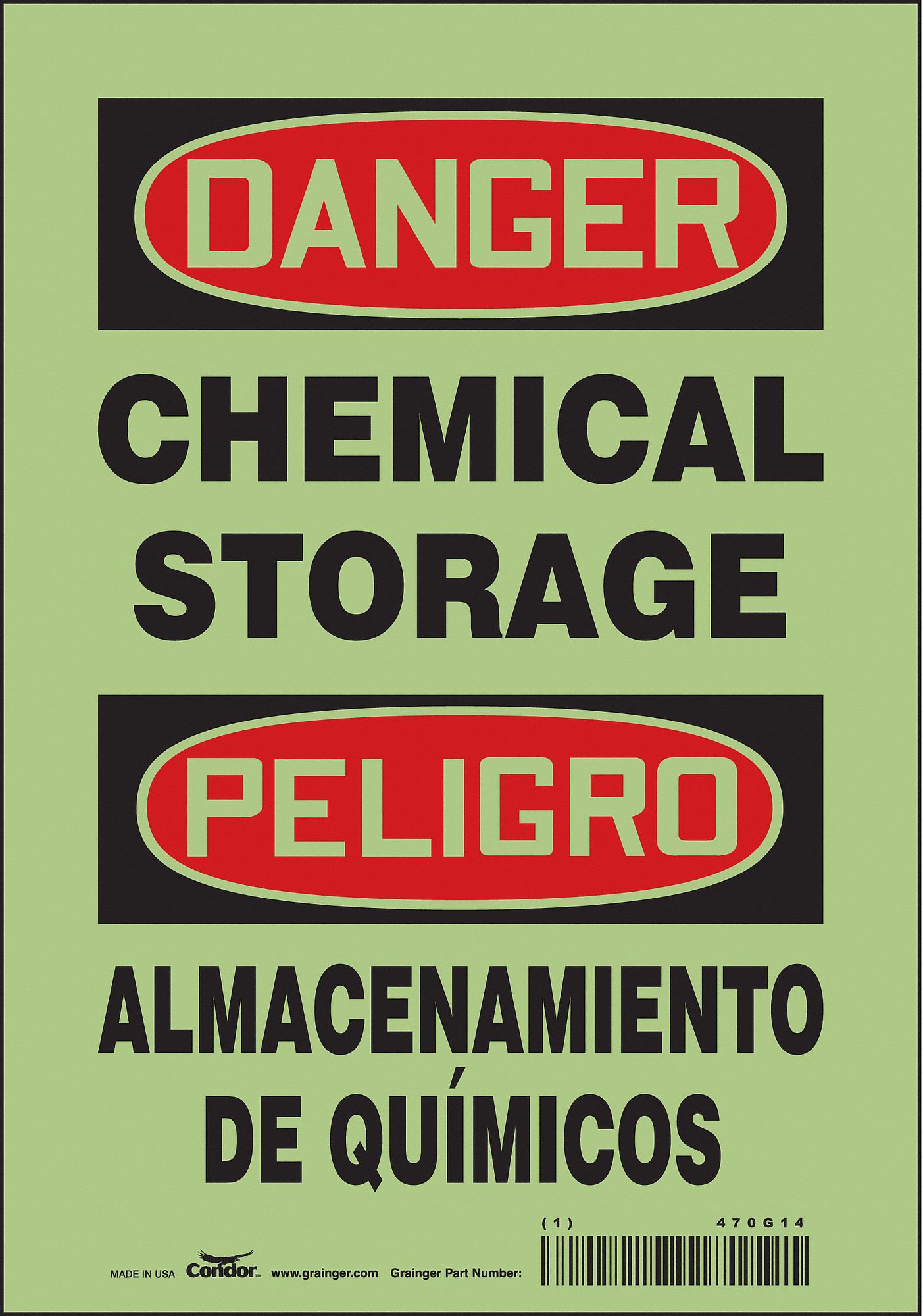 Safety Sign: Glow Vinyl, Adhesive Sign Mounting, 10 in x 7 in Nominal Sign Size, Not Retroreflective
