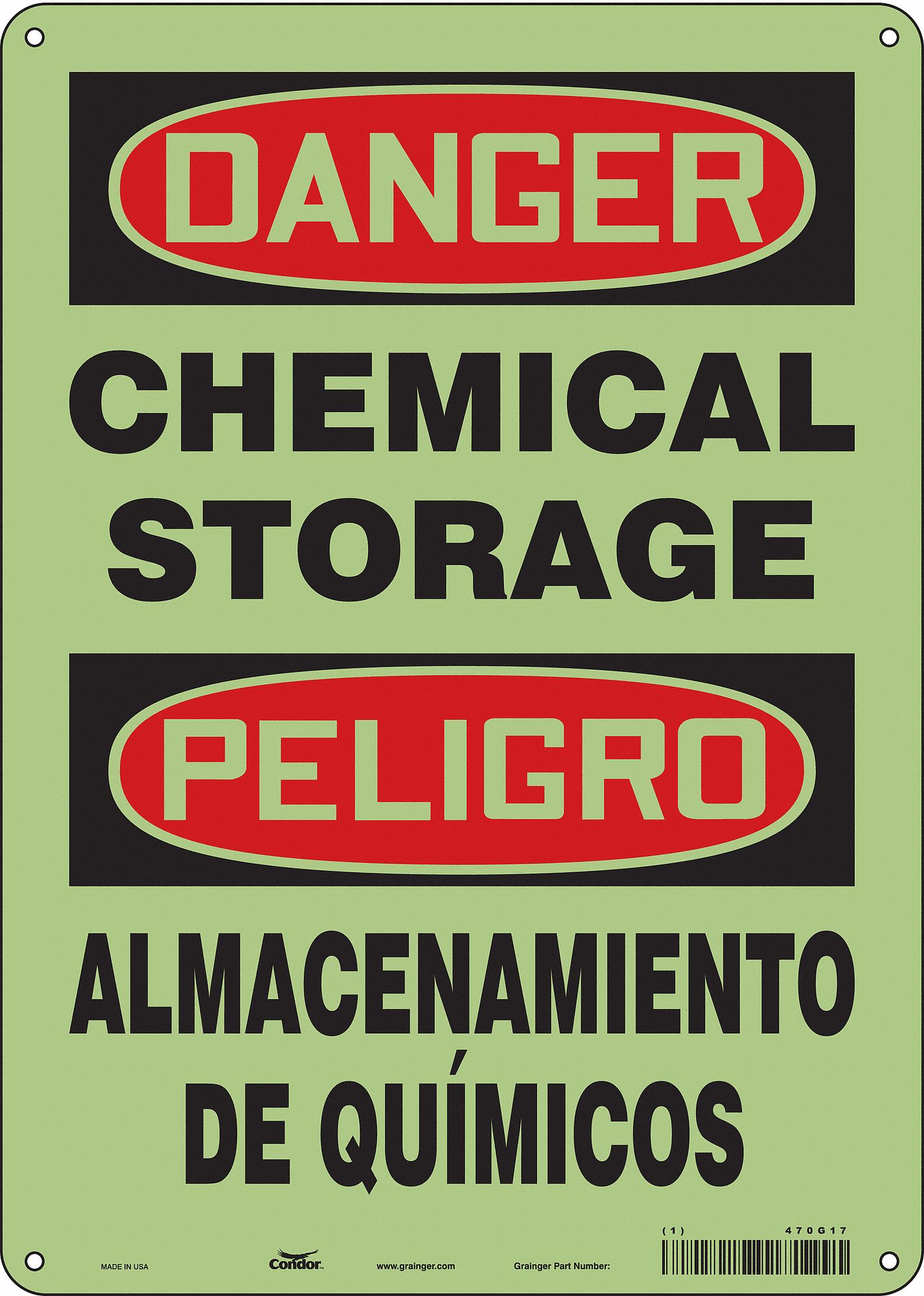 Safety Sign: Polyethylene, Mounting Holes Sign Mounting, 14 in x 10 in Nominal Sign Size, Wall