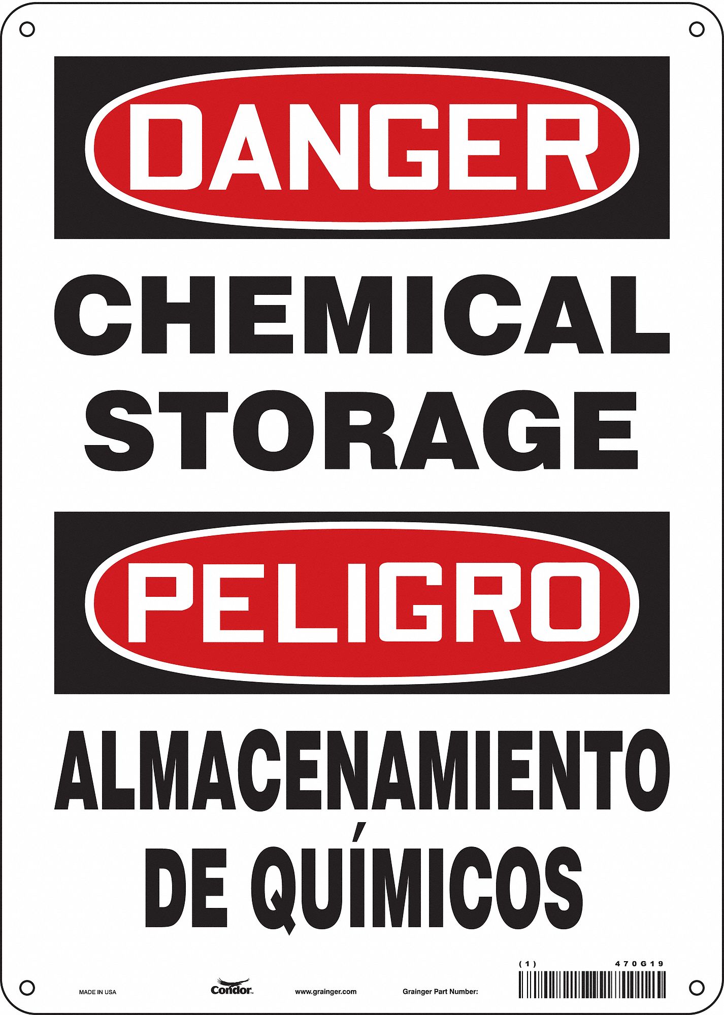 Safety Sign: Polyethylene, Mounting Holes Sign Mounting, 14 in x 10 in Nominal Sign Size, Wall